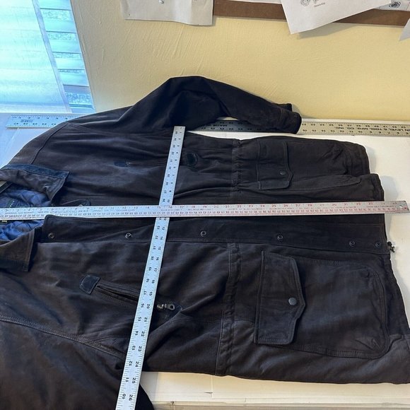 Vintage R&R Casuals Dark Brown Mens Oversized Leather Jacket XL Zip Up Pockets - Picture 11 of 15